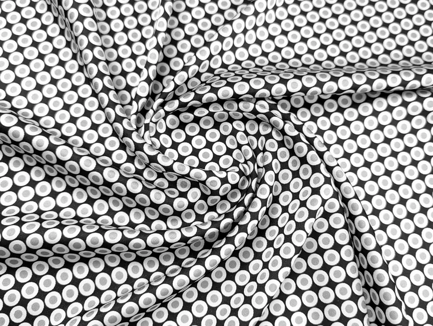 Шовк Армані кружечки, чорний з сірим - фото 1 - інтернет-магазин tkani-atlas.com.ua