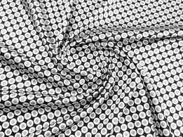 Шовк Армані кружечки, чорний з сірим - інтернет-магазин tkani-atlas.com.ua