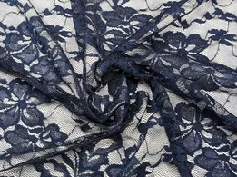 Гіпюр стрейчевий квіткова мрія, темно-синій (відріз 1,8 м) - інтернет-магазин tkani-atlas.com.ua