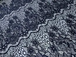 Гипюр опера цветочные волны, темно-синий (отрез 3 м) - интернет-магазин tkani-atlas.com.ua