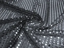 Копейка, серебро на черном (отрез 1,9 м) - интернет-магазин tkani-atlas.com.ua