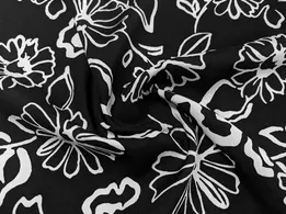 Штапель шелковистый ромашковое поле, черный (отрез 0,4 м) - интернет-магазин tkani-atlas.com.ua