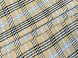 Котон сорочковий клітина 75 мм, бежевий з блакитним (відріз 1,1 м) - інтернет-магазин tkani-atlas.com.ua