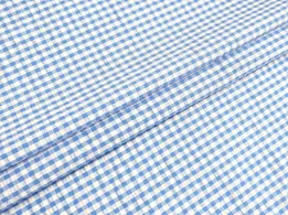 Котон сорочковий клітинка жатка 4 мм, блакитний на білому - інтернет-магазин tkani-atlas.com.ua