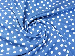 Штапель горошки 8 мм, голубой (отрез 1,2 м) - интернет-магазин tkani-atlas.com.ua