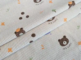 Вельвет стрейч мишки, кремовый бежевый (отрез 1,5 м) - интернет-магазин tkani-atlas.com.ua