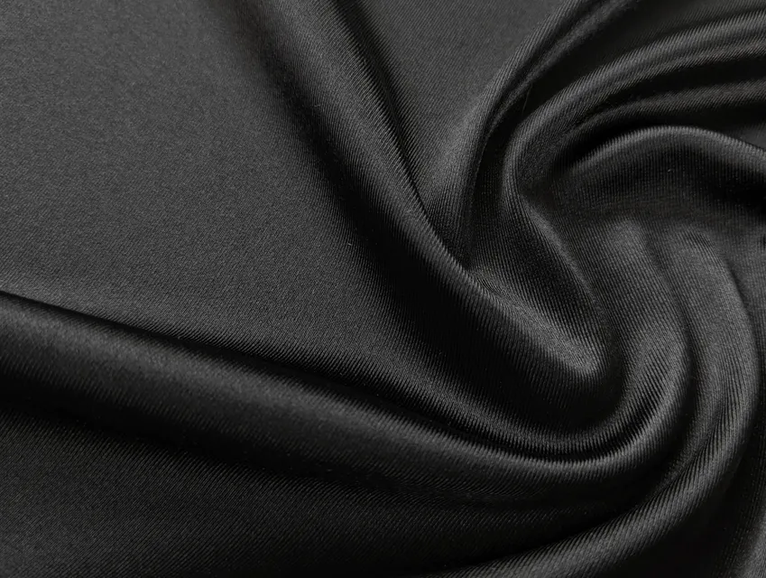 Трикотаж атласный, черный (отрез 2,8 м) - фото 1 - интернет-магазин tkani-atlas.com.ua