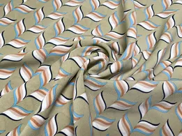 Супер софт принт квіткова абстракція, оливковий (відріз 0,7 м) - інтернет-магазин tkani-atlas.com.ua