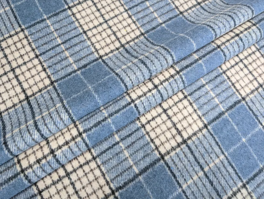 Костюмка Шенон клетка, джинсовый (отрез 1,4 м) - фото 1 - интернет-магазин tkani-atlas.com.ua