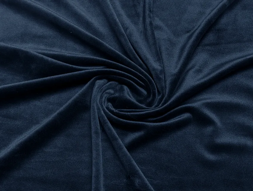 Оксамит на трикотажі плюш, темно-синій (відріз 0,7 м) - фото 1 - інтернет-магазин tkani-atlas.com.ua