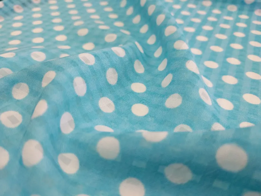 Шифон клітинка горох на клітинці, блакитний (відріз 2,3 м) - фото 1 - інтернет-магазин tkani-atlas.com.ua