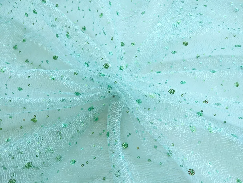 Фатин с пайетками паутинка, ментоловый (отрез 2 м) - фото 1 - интернет-магазин tkani-atlas.com.ua