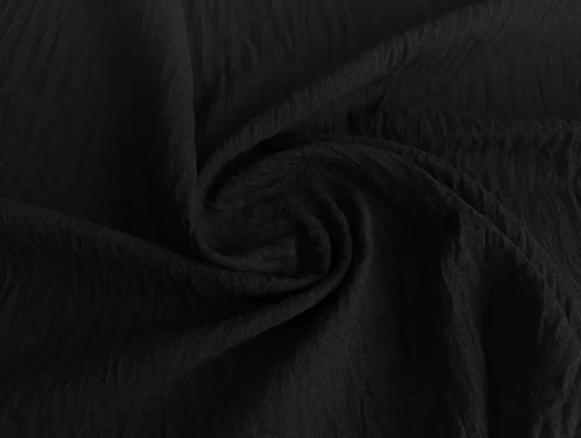 Полільон Бохо жатка, чорний (відріз 2,6 м) - фото 1 - інтернет-магазин tkani-atlas.com.ua