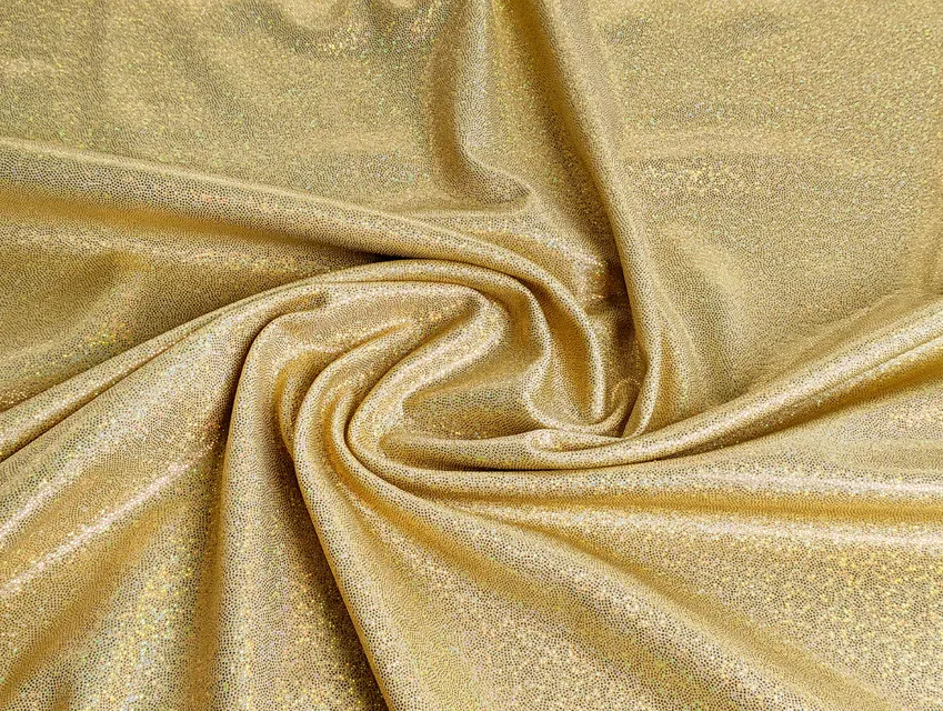 Трикотаж масло нарядное точечная голограмма радужная, золото - фото 1 - интернет-магазин tkani-atlas.com.ua