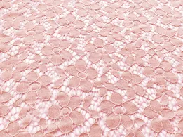 Гипюр стрейчевый цветочный, персиковый (отрез 0,7 м) - интернет-магазин tkani-atlas.com.ua