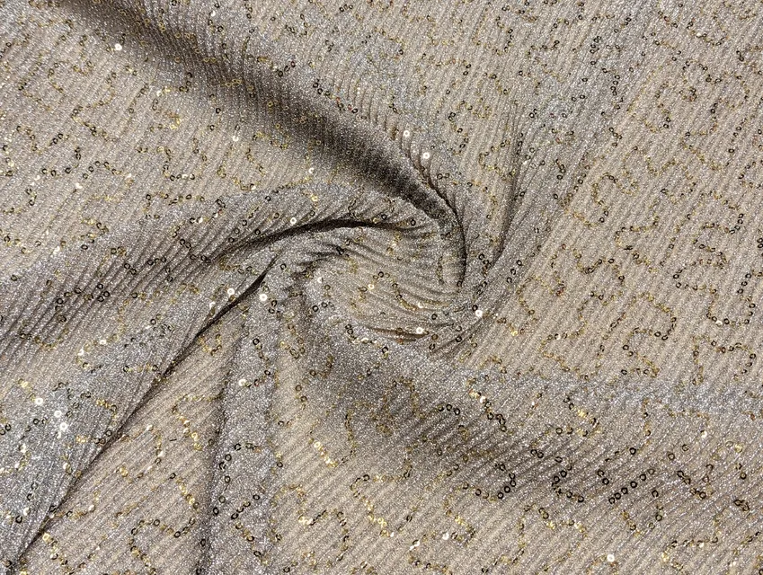 Трикотаж люрекс з паєтками гофре, золото (відріз 2 м) - фото 1 - інтернет-магазин tkani-atlas.com.ua