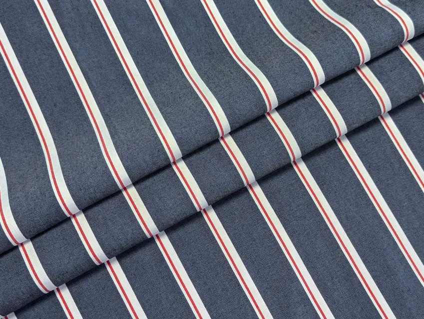 Джинс сорочковий смужка 25 мм, червоний (відріз 2,1 м) - фото 1 - інтернет-магазин tkani-atlas.com.ua